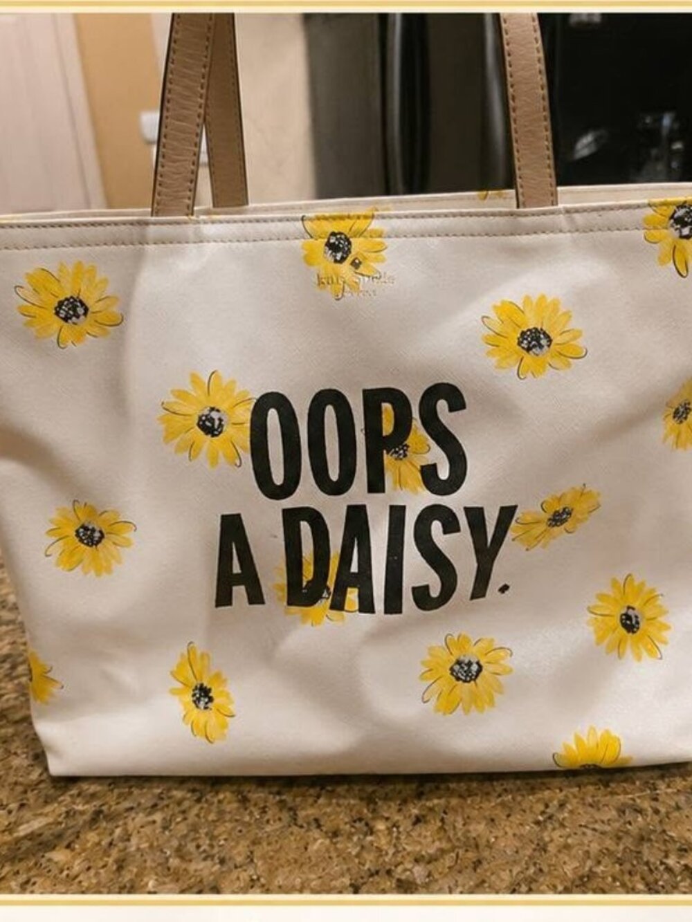 Kate Spade Oops A Daisy Floral Shoulder Tote Bag White Yellow